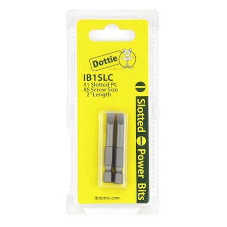 Dottie L.H. Dottie No 1 x 2'' Slotted Power Bit (Carded) IB1SLC
